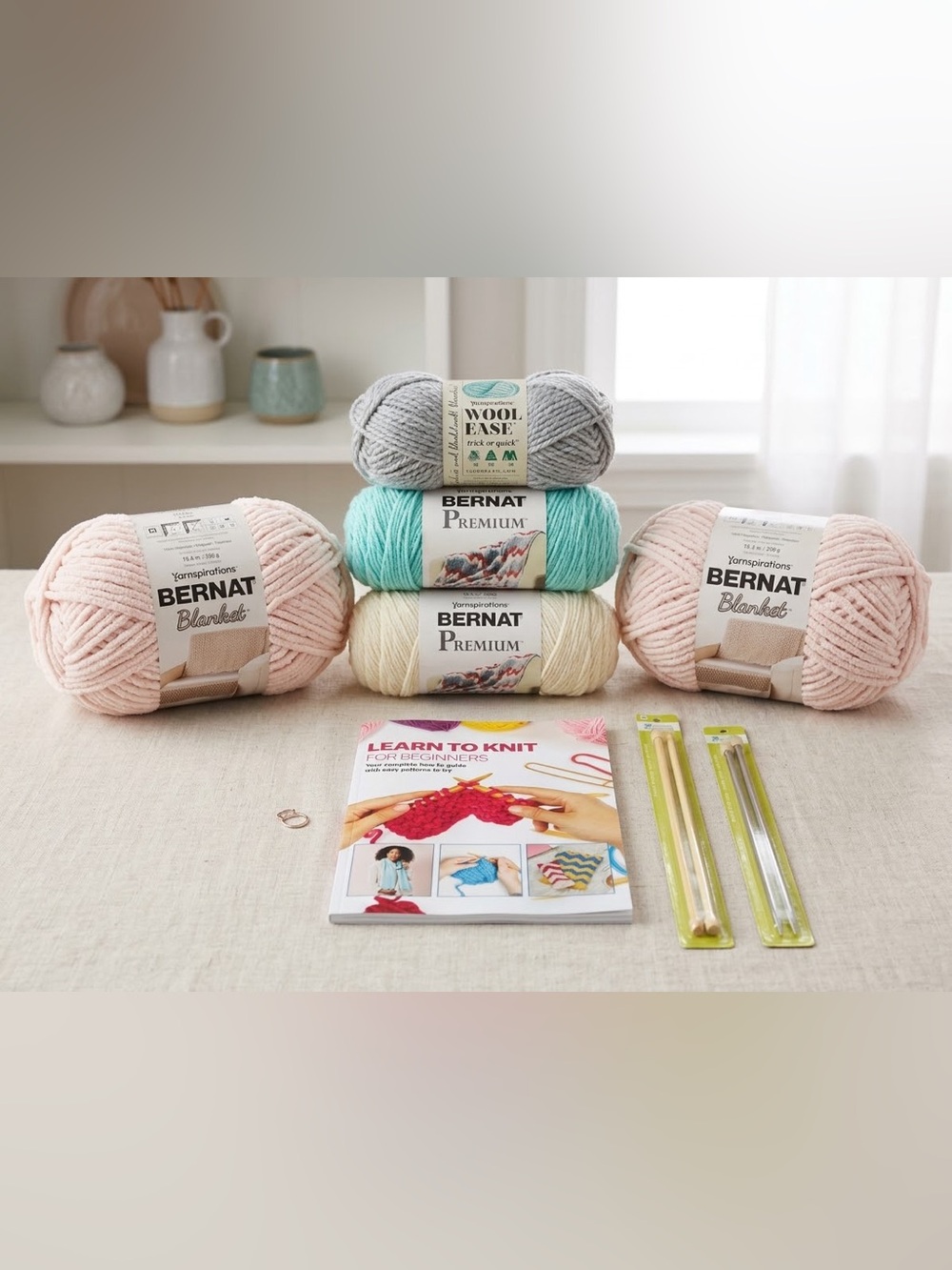 Complete Beginner Knitting Starter Kit – Yarn, Needles & Guide Book
